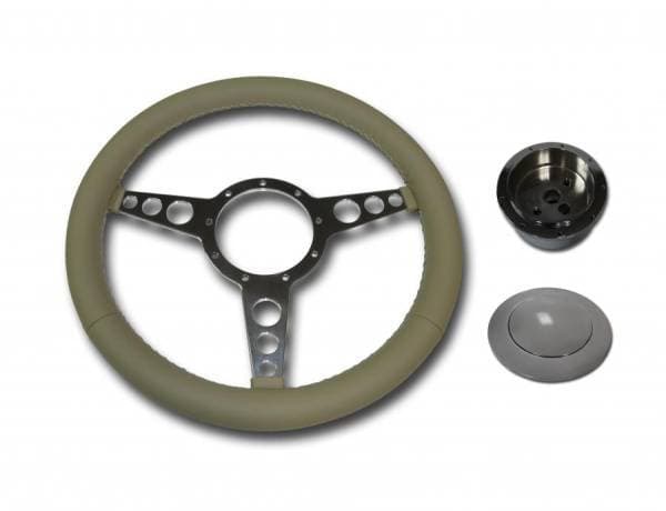  3 Spoke Tan Flat Steering Wheel Kit
