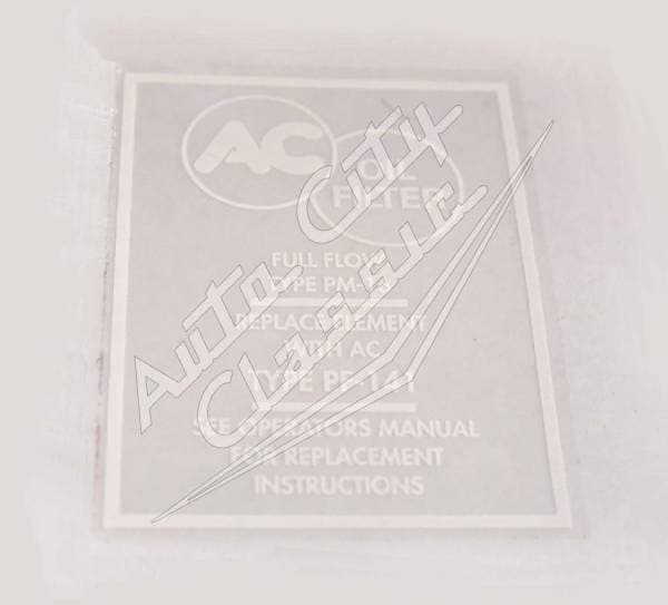 1958 Chevrolet Oil Filter AC TYPE PF-141 Canister Decal